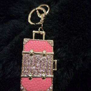 Gold and White Rhinestone Keychain/Handbag Charm